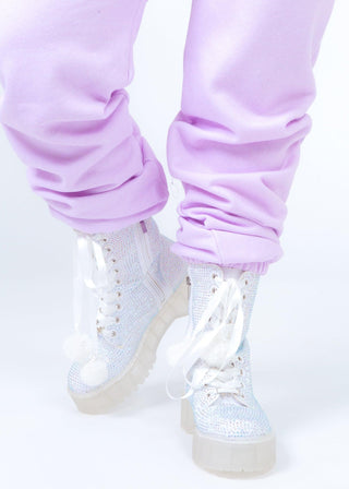 White Rhinestone Combat Boot - Sparkl Fairy Couture 