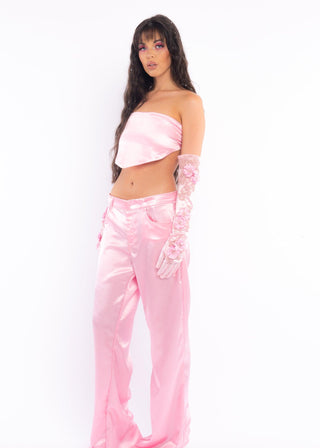 Pink Low Rise Silk Pants - Sparkl Fairy Couture 